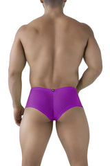 Purple xtremen 91228 microfiber trunks featuring snug form-fitting mesh briefs design
