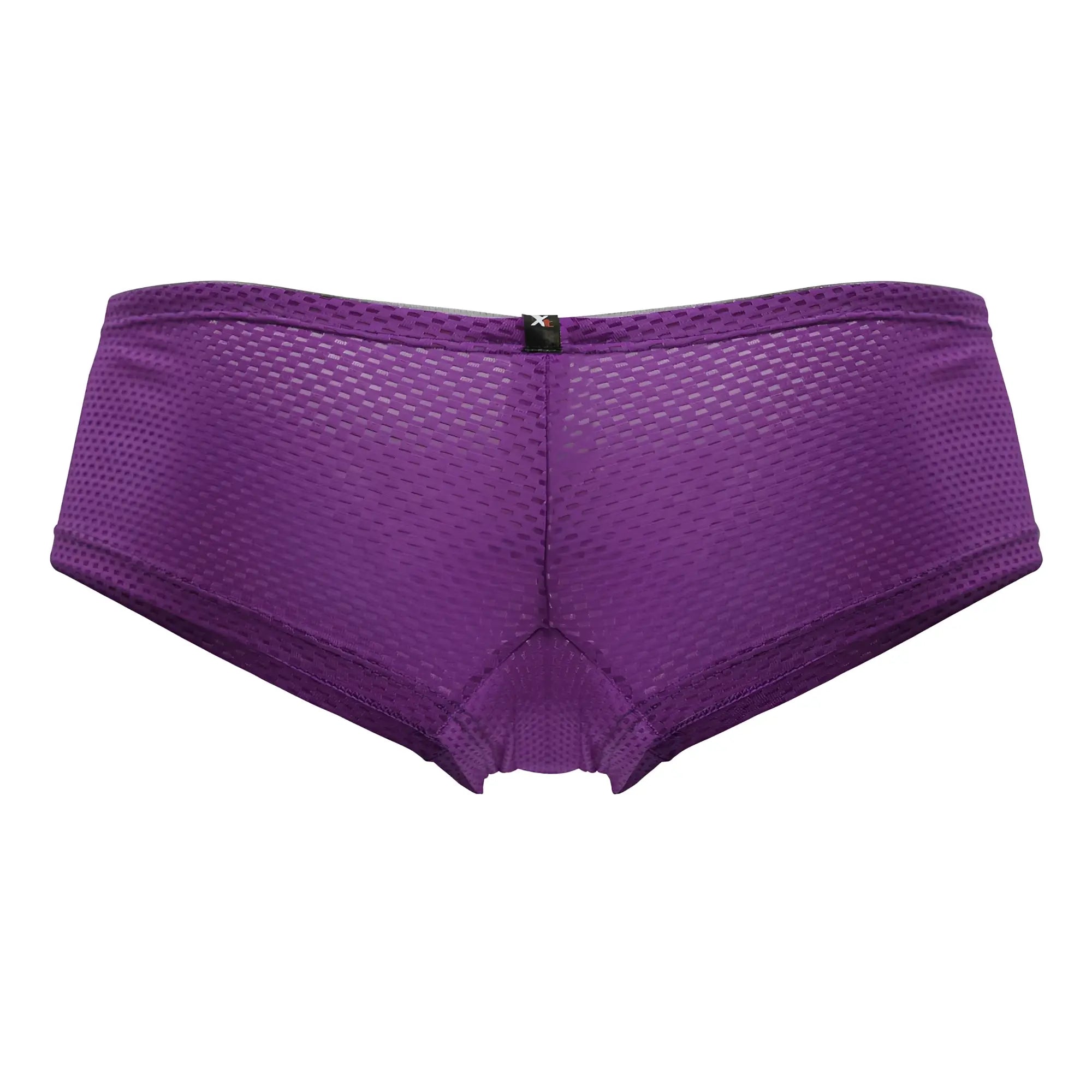 Purple xtremen 91228 microfiber trunks back side showing mesh briefs with subtle texture and small black logo