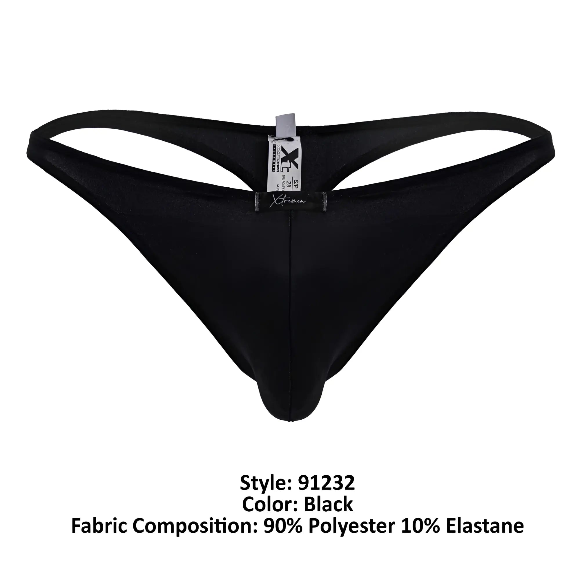 Black xtremen 91232 microfiber thong for men with smooth fit made of 90 polyester and 10 elastane fabric