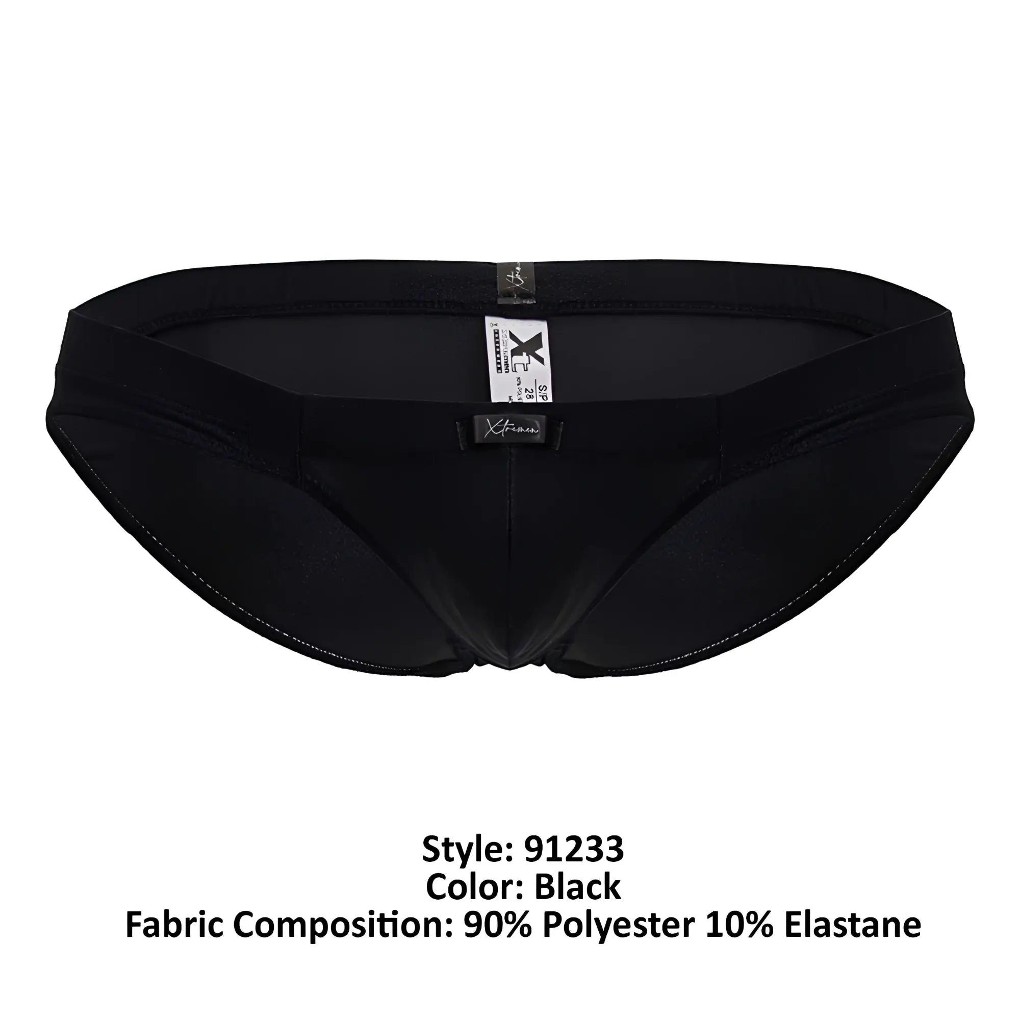 Black xtremen 91233 microfiber briefs with sleek form fitting design made of 90 polyester 10 elastane