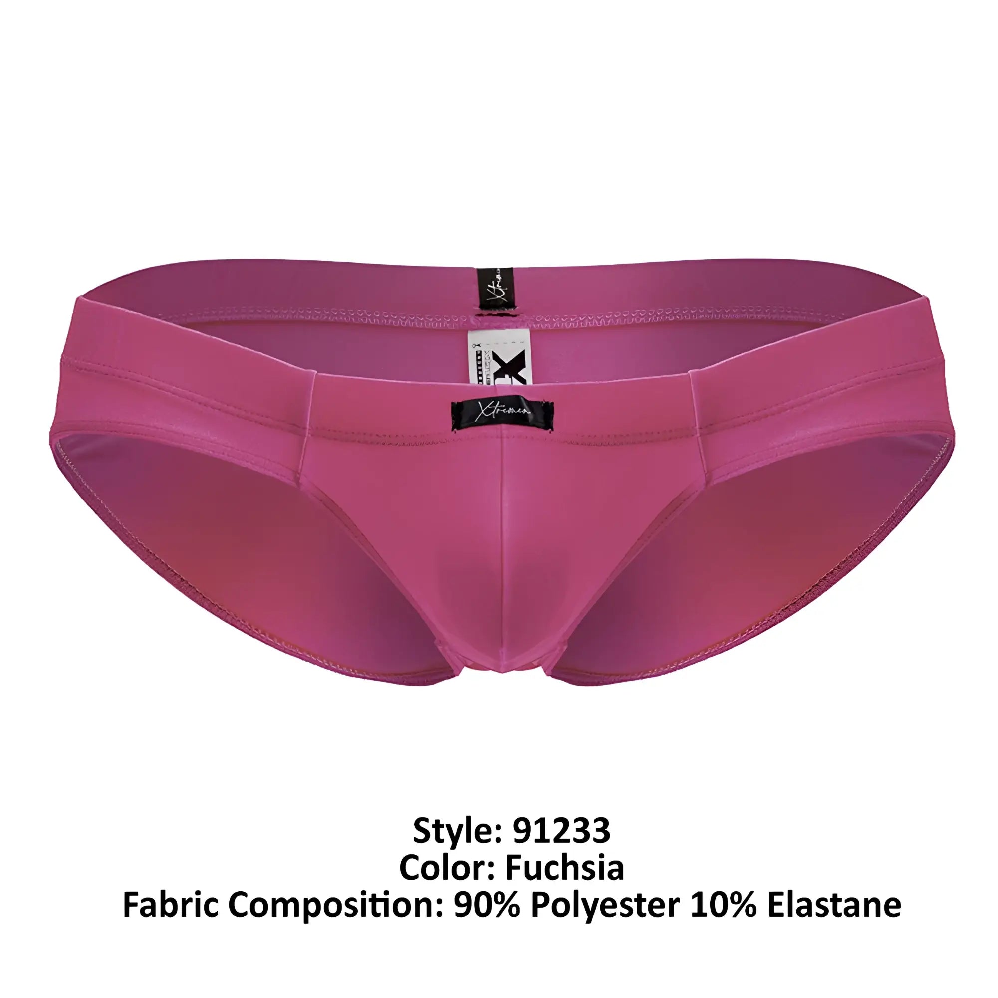 Fuchsia xtremen 91233 microfiber men’s briefs made of 90% polyester 10% elastane with sleek design and black brand tags