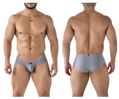 Gray xtremen 91233 microfiber briefs with sleek form-fitting design and subtle branding on the waistband