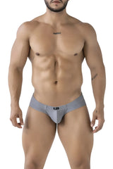 Xtremen 91233 gray microfiber men’s briefs with a subtle logo on the waistband showing the front side