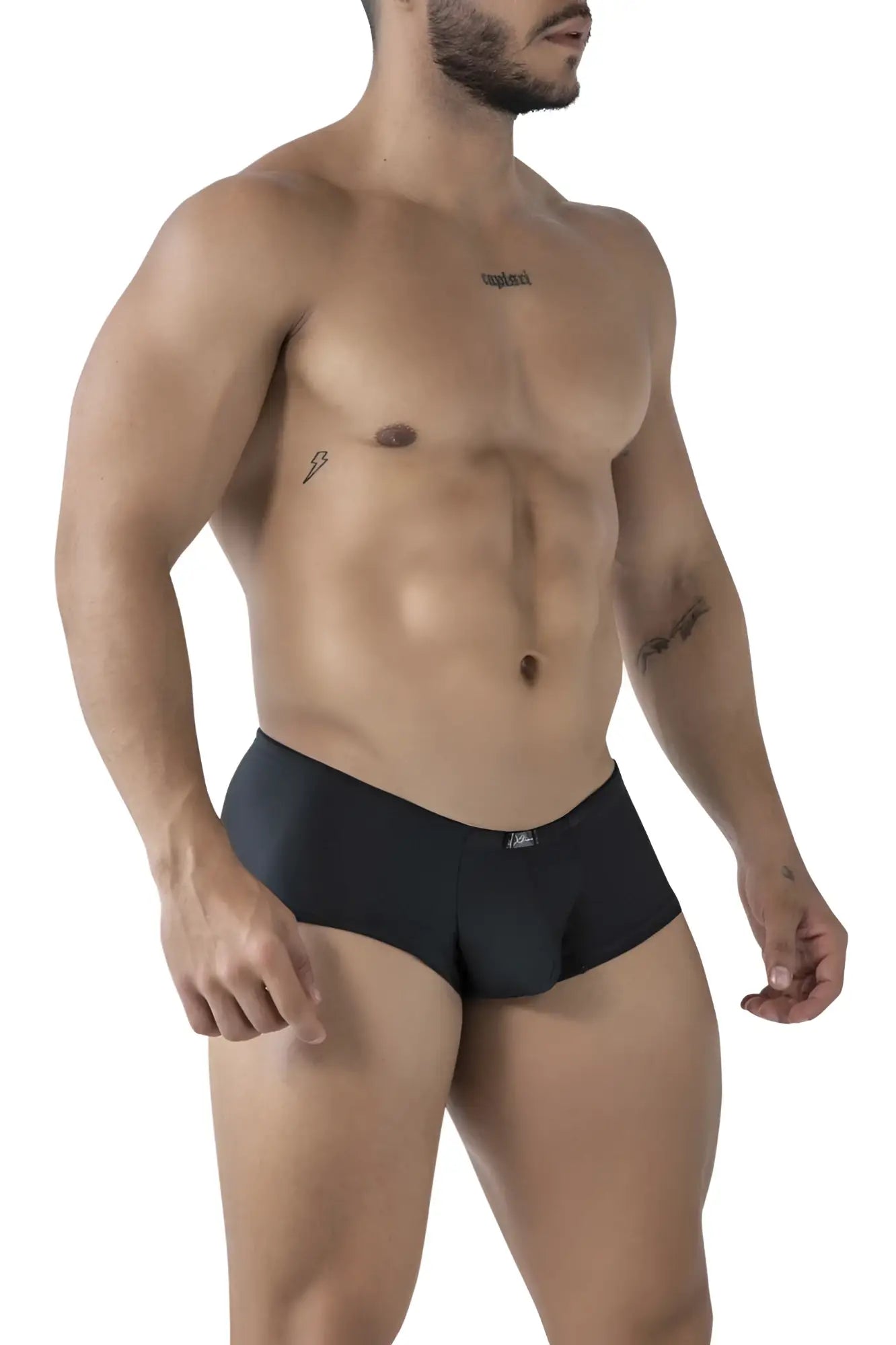 Black xtremen 91234 microfiber trunks featuring a subtle logo on the waistband in a classic briefs style