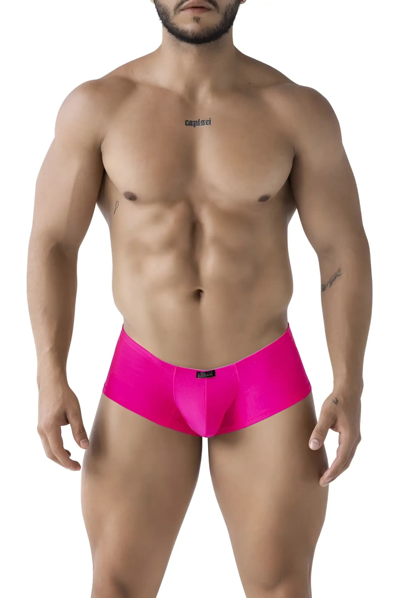 Xtremen 91234 microfiber trunks in bright fuchsia with sleek smooth fabric and a black brand tag at the waistband