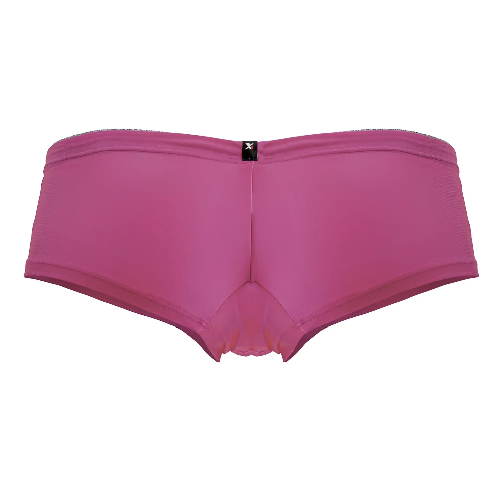 A pair of xtremen 91234 microfiber trunks in vibrant fuchsia with smooth stretchy fabric and center seam detail