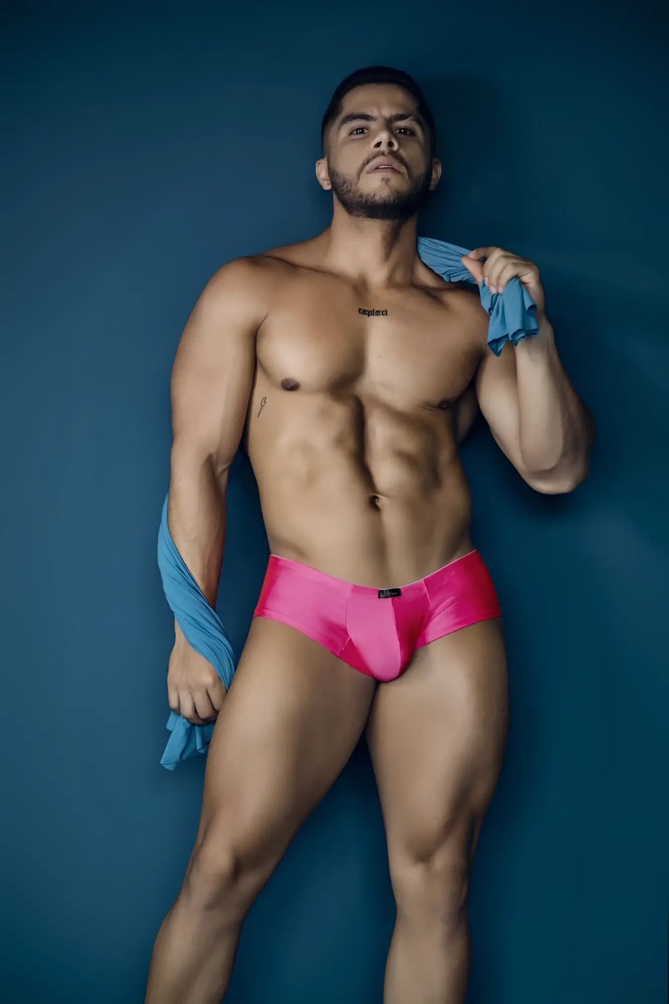 Vibrant fuchsia xtremen 91234 microfiber trunks with sleek satin briefs and black brand tag at the waistband