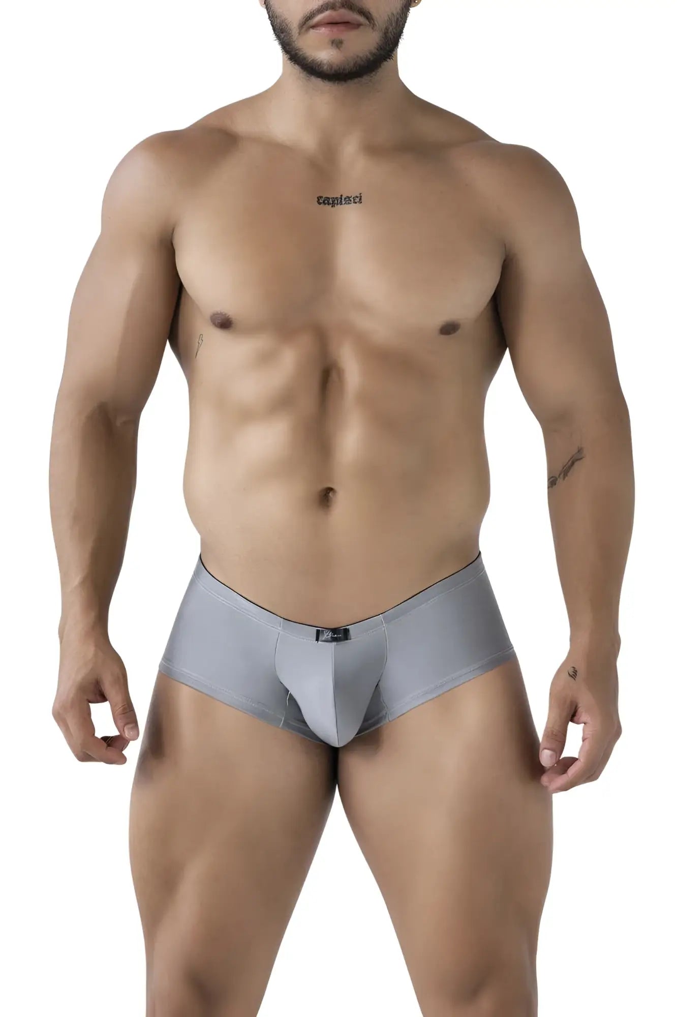 Xtremen 91234 microfiber trunks in gray with a sleek form-fitting design and black waistband trim for men