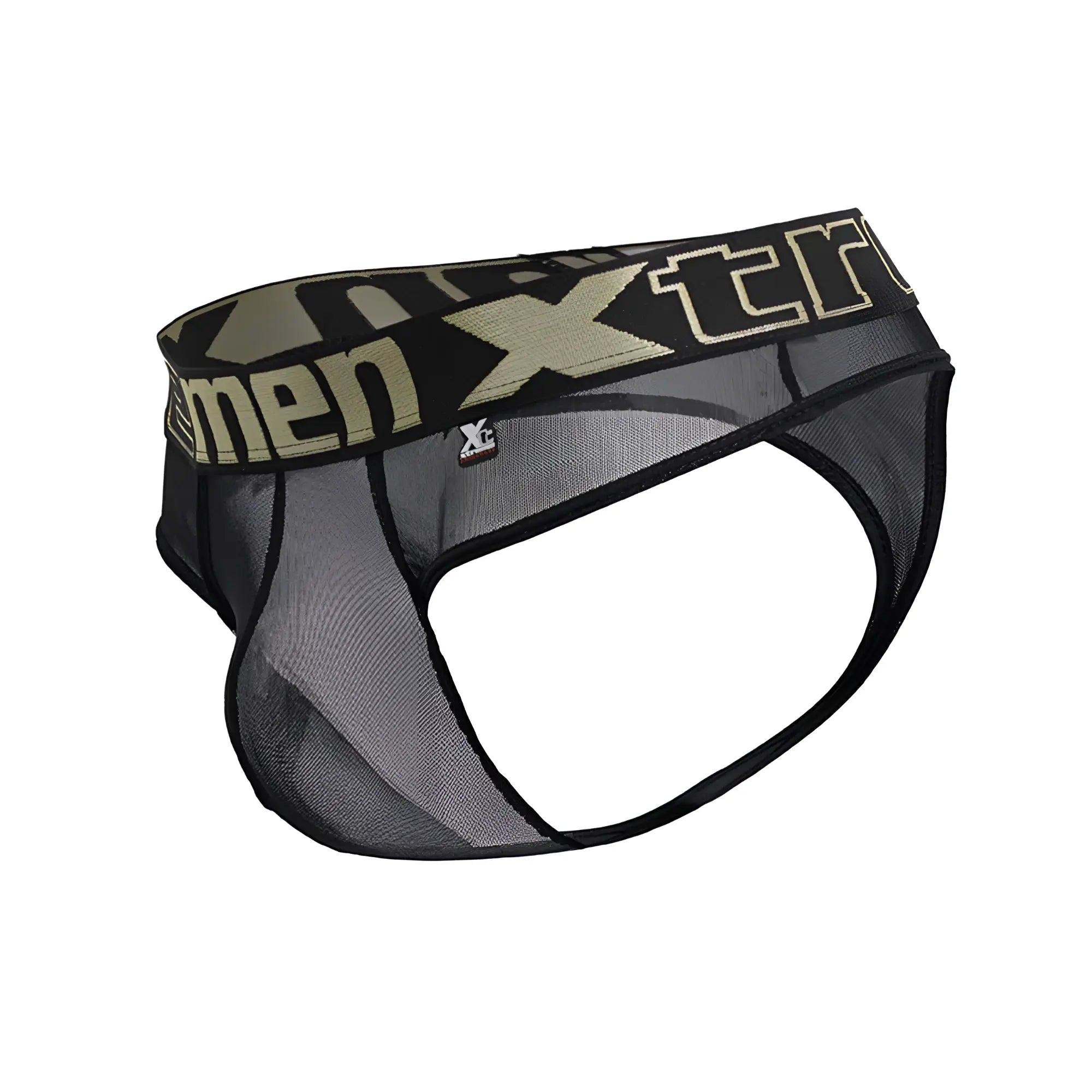 Black xtremen 91235 microfiber men’s briefs with mesh fabric and camouflage gold xtreme branded waistband