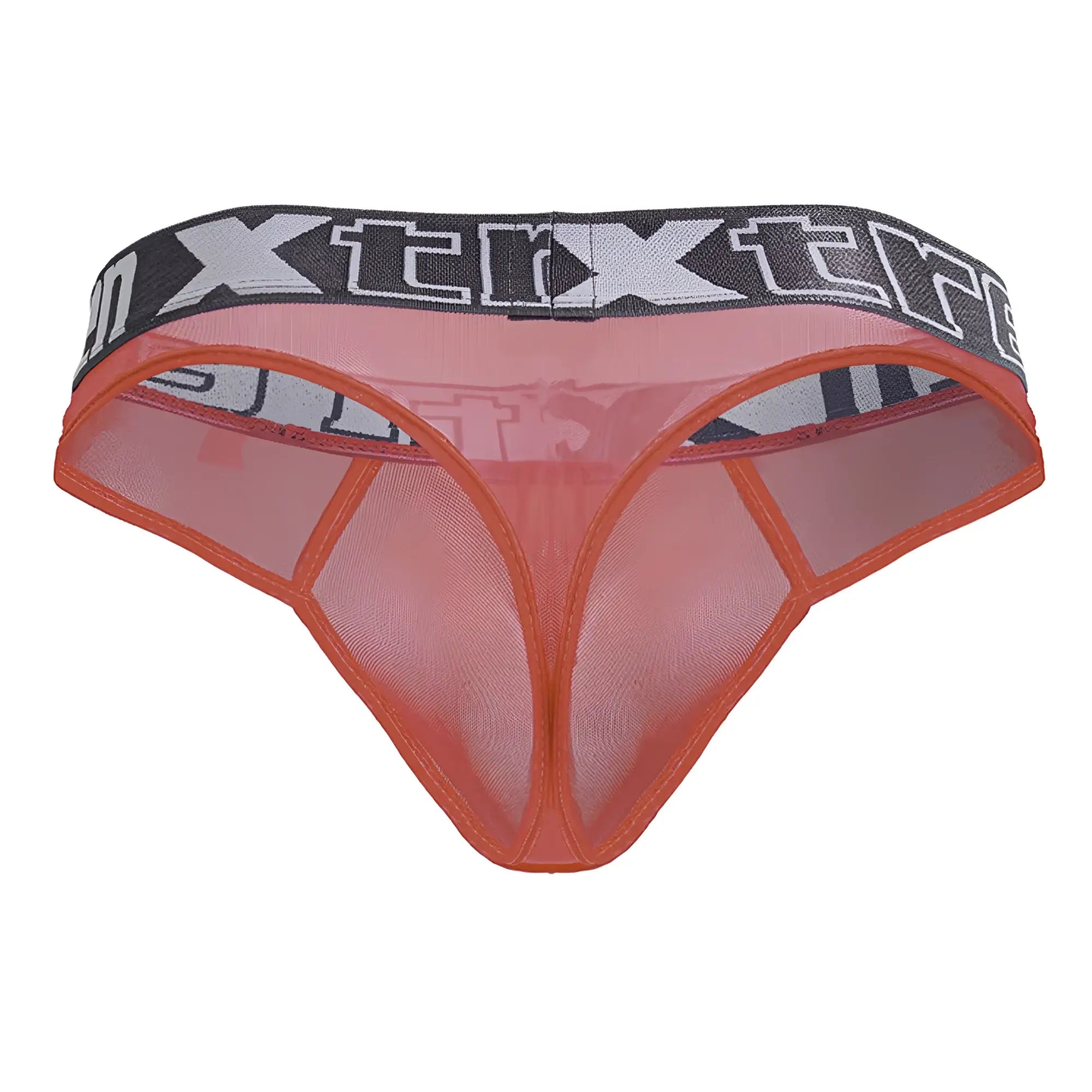Orange mesh thong with black and gray xtreme elastic waistband microfiber thong xtremen 91235 color fuchsia