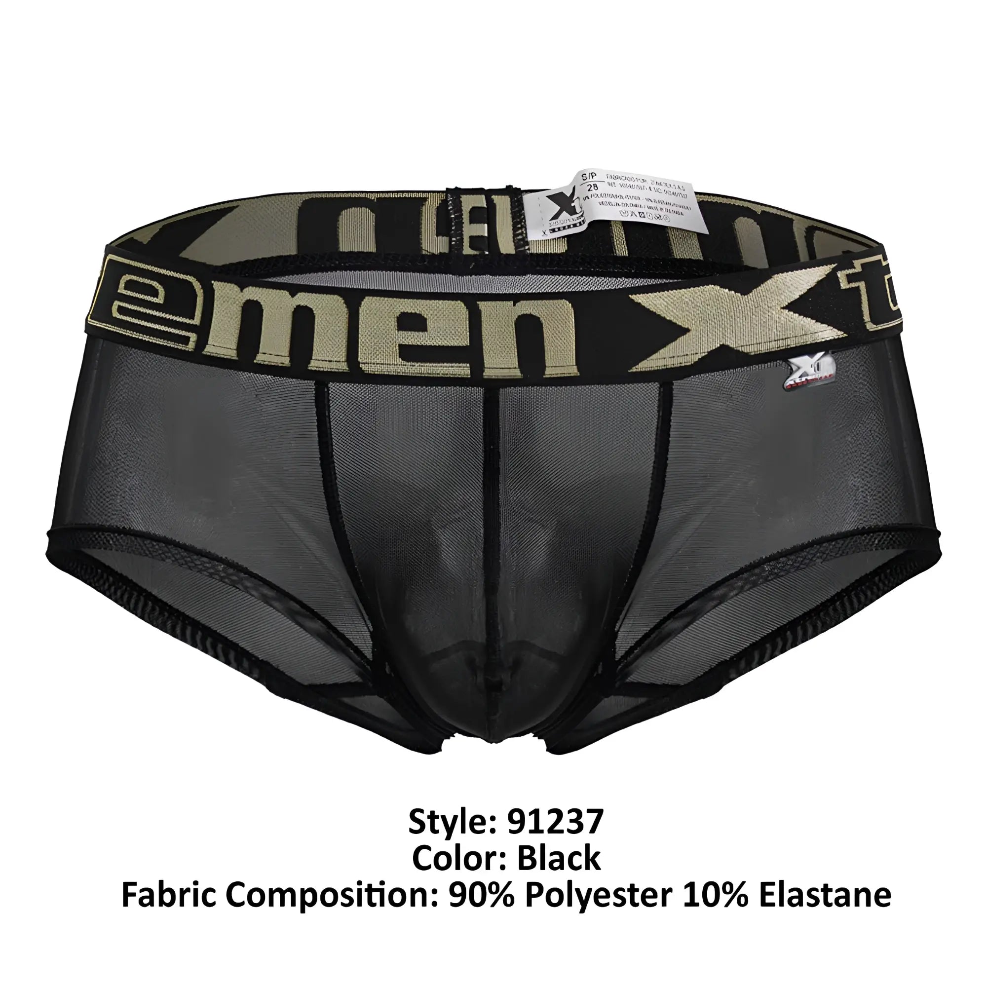 Black mesh xtremen 91237 microfiber men’s trunks with bold olive green and black xmen elastic waistband