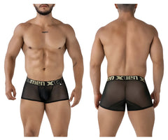 Black sheer mesh men’s briefs with black elastic xtreme logo waistband microfiber trunks color black model 91237