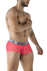 Bright pink fuchsia xtremen 91237 microfiber men’s briefs with gray elastic waistband and bold black xtreme branding