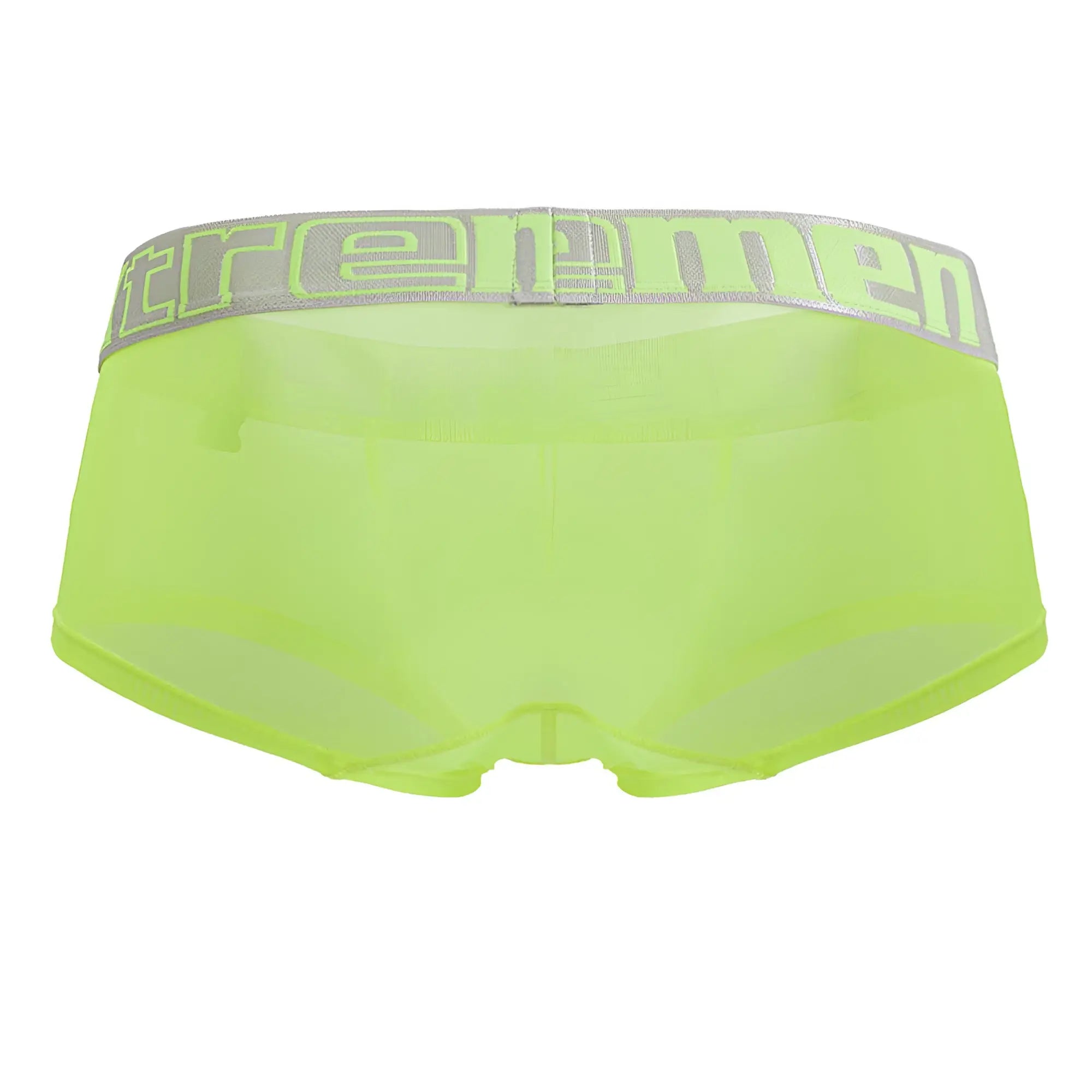 Neon green sheer microfiber men’s briefs with gray xtremen elastic waistband color neon green model 91237