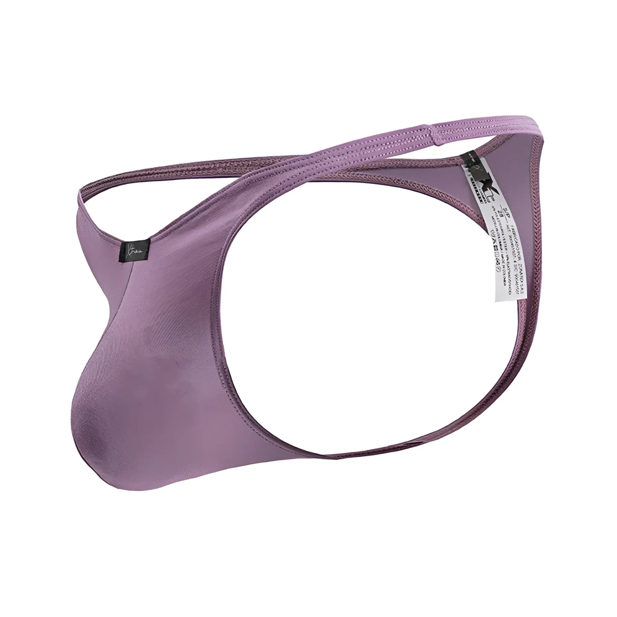 Purple satin microfiber thong xtremen 91238 in blackberry with sleek form-fitting design and thin elastic straps