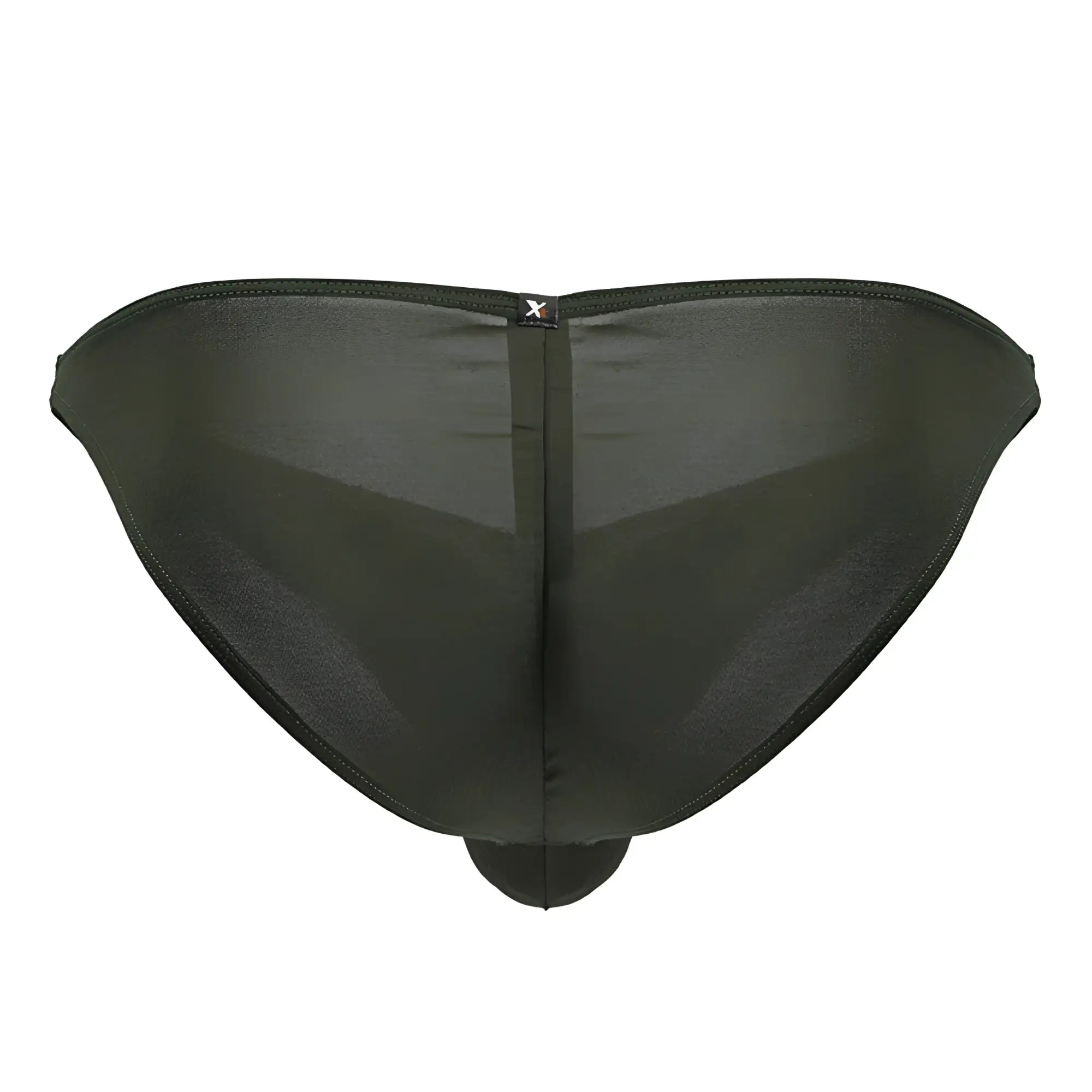 Black sheer mesh briefs with central seam and small x logo in green microfiber bikini xtremen 91239 design