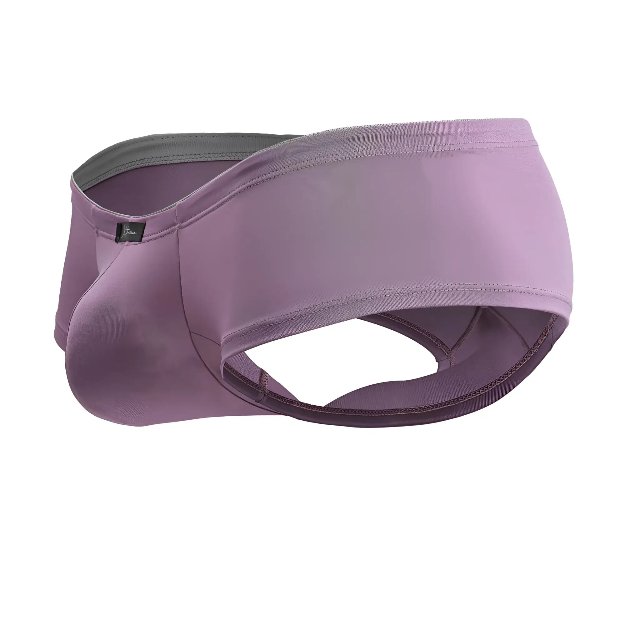 Xtremen 91240 microfiber trunks in blackberry purple with a contoured design and gray inner lining stretchy underwear