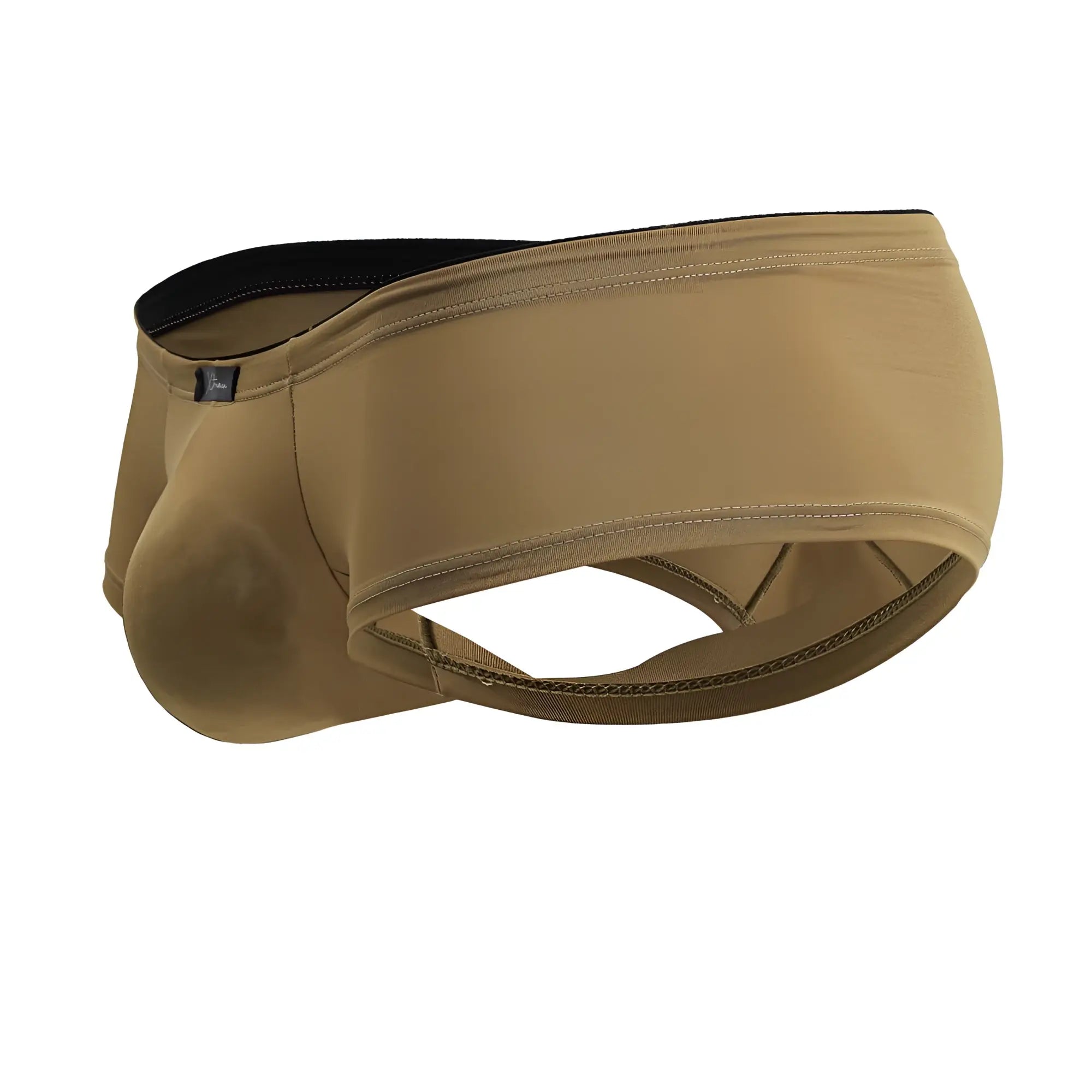 Xtremen 91240 microfiber trunks in tan with black elastic waistband and reinforced stitching for men
