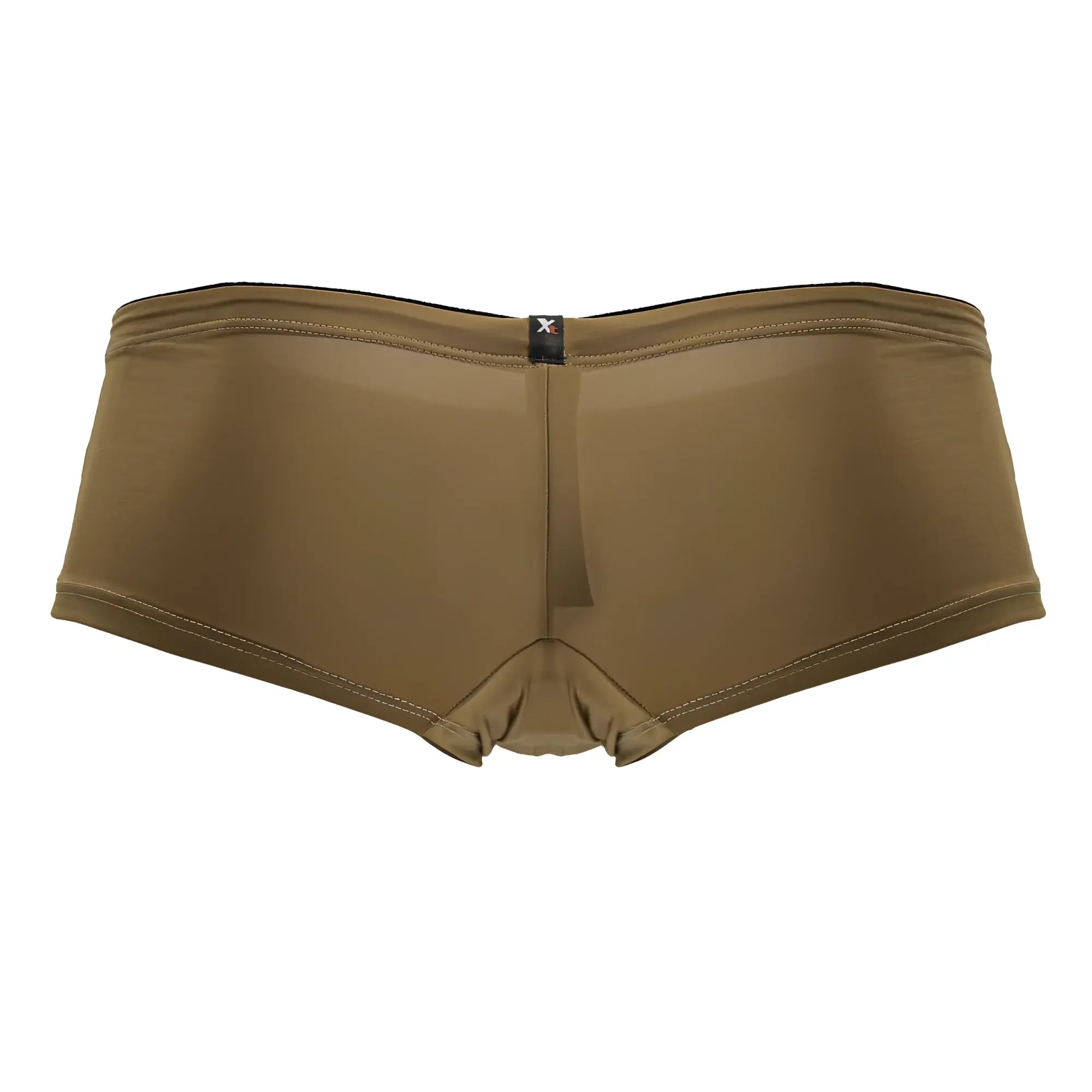 Tan xtremen 91240 microfiber trunks with form-fitting stretchy fabric and black trim along the waistband