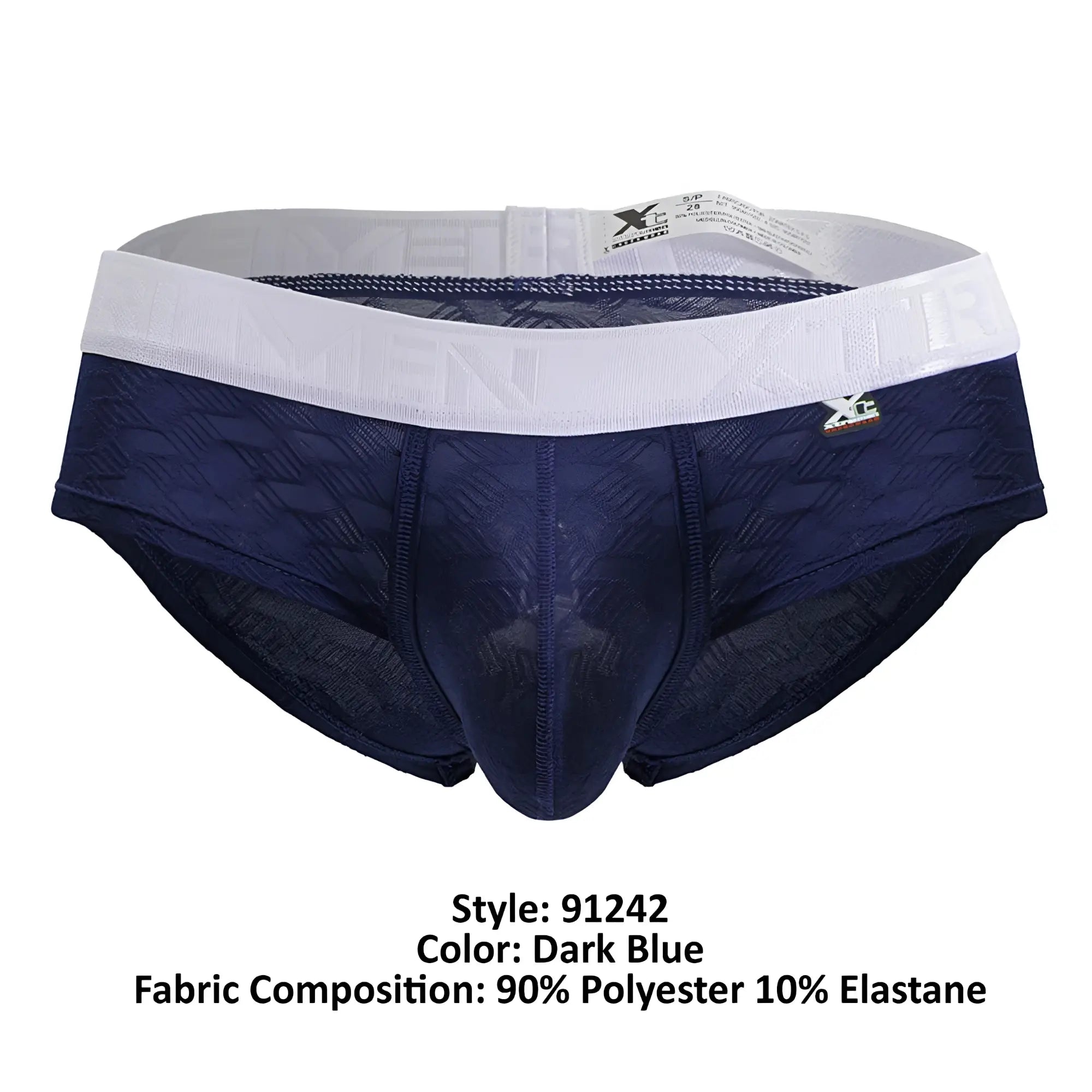 Dark blue xtremen 91242 microfiber briefs with white waistband embossed pattern made of 90 polyester 10 elastane