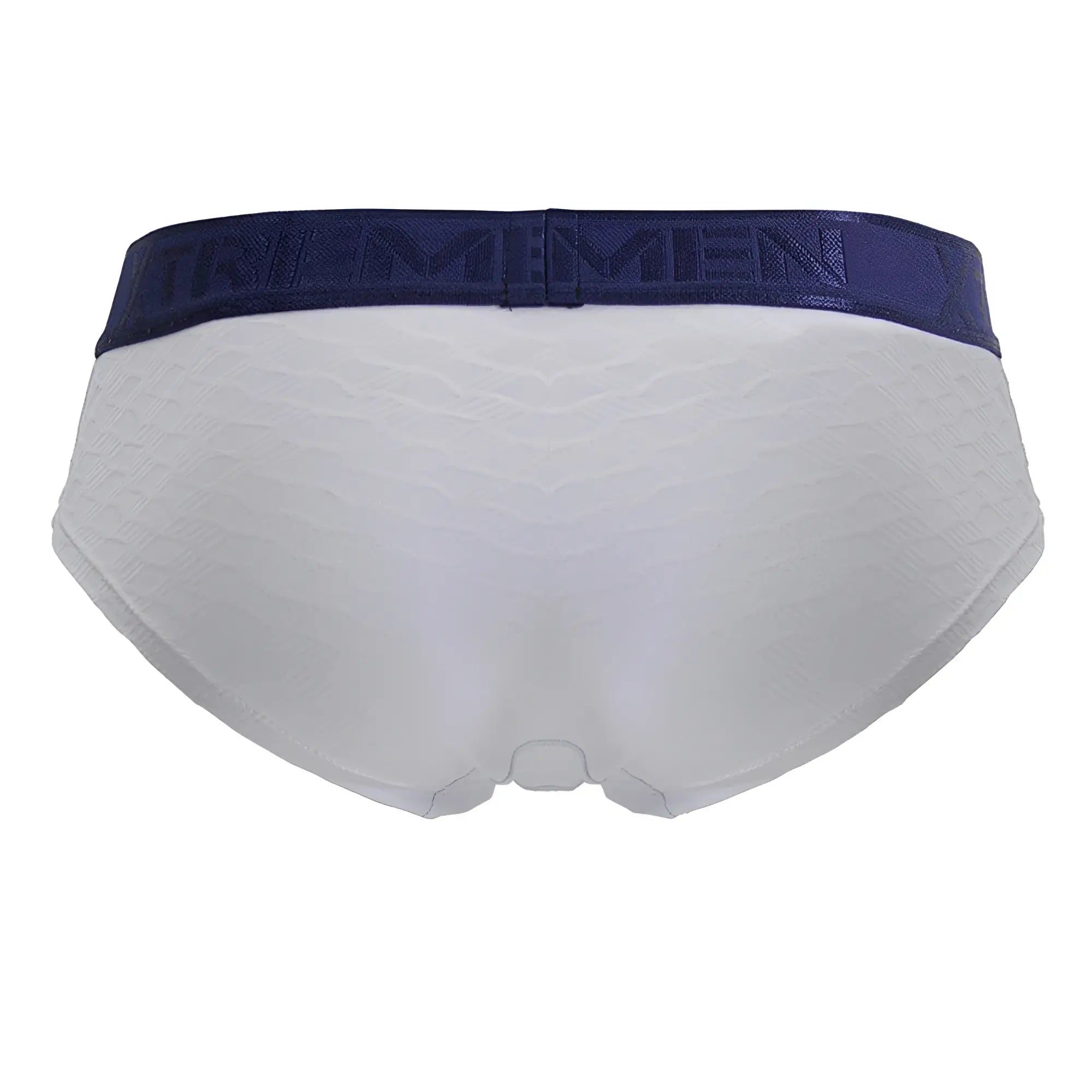 White xtremen 91242 microfiber briefs with textured wave pattern and navy blue memen elastic waistband