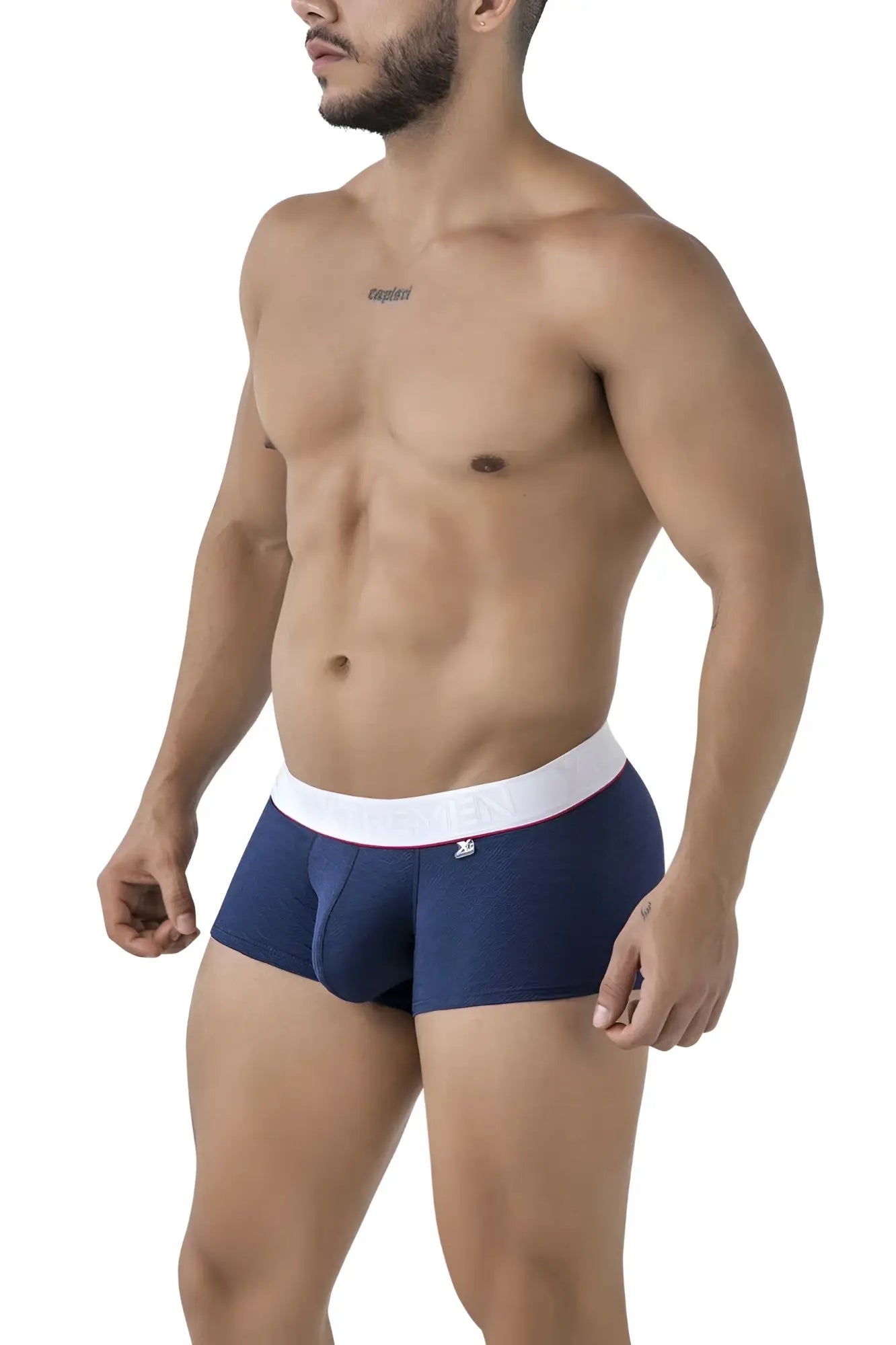 Navy blue Xtremen 91243 microfiber briefs with white waistband red trim and front logo for comfortable wear