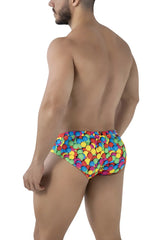 Xtremen 91248 printed briefs color bubbles rainbow circular-patterned swim trunks for comfortable beachwear