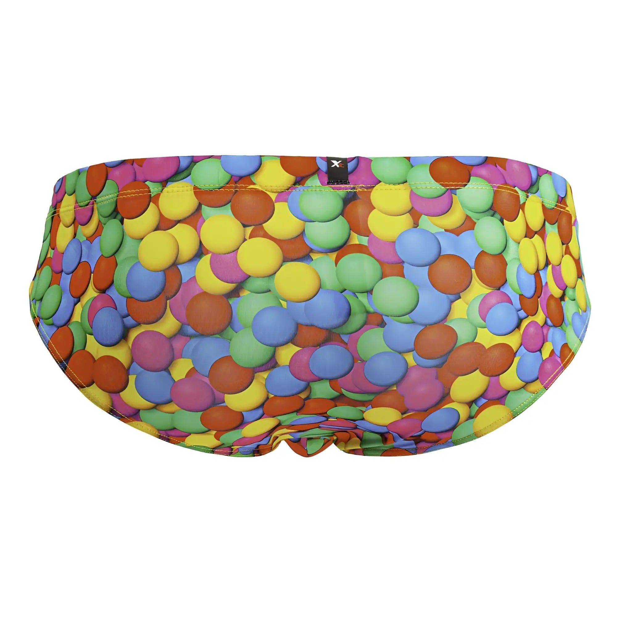 Xtremen 91248 printed briefs color bubbles vibrant multicolored candy-themed swim trunks with playful round candy pattern
