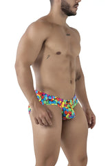 Xtremen 91248 printed briefs color bubbles vibrant rainbow swim trunks with a playful multicolored gumball pattern