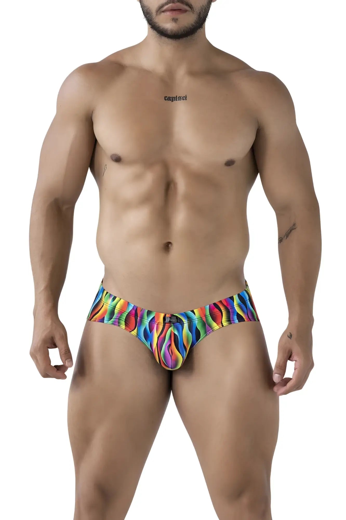 Xtremen 91248 printed briefs color waves vibrant rainbow wave-patterned men’s briefs in stretchy form-fitting fabric