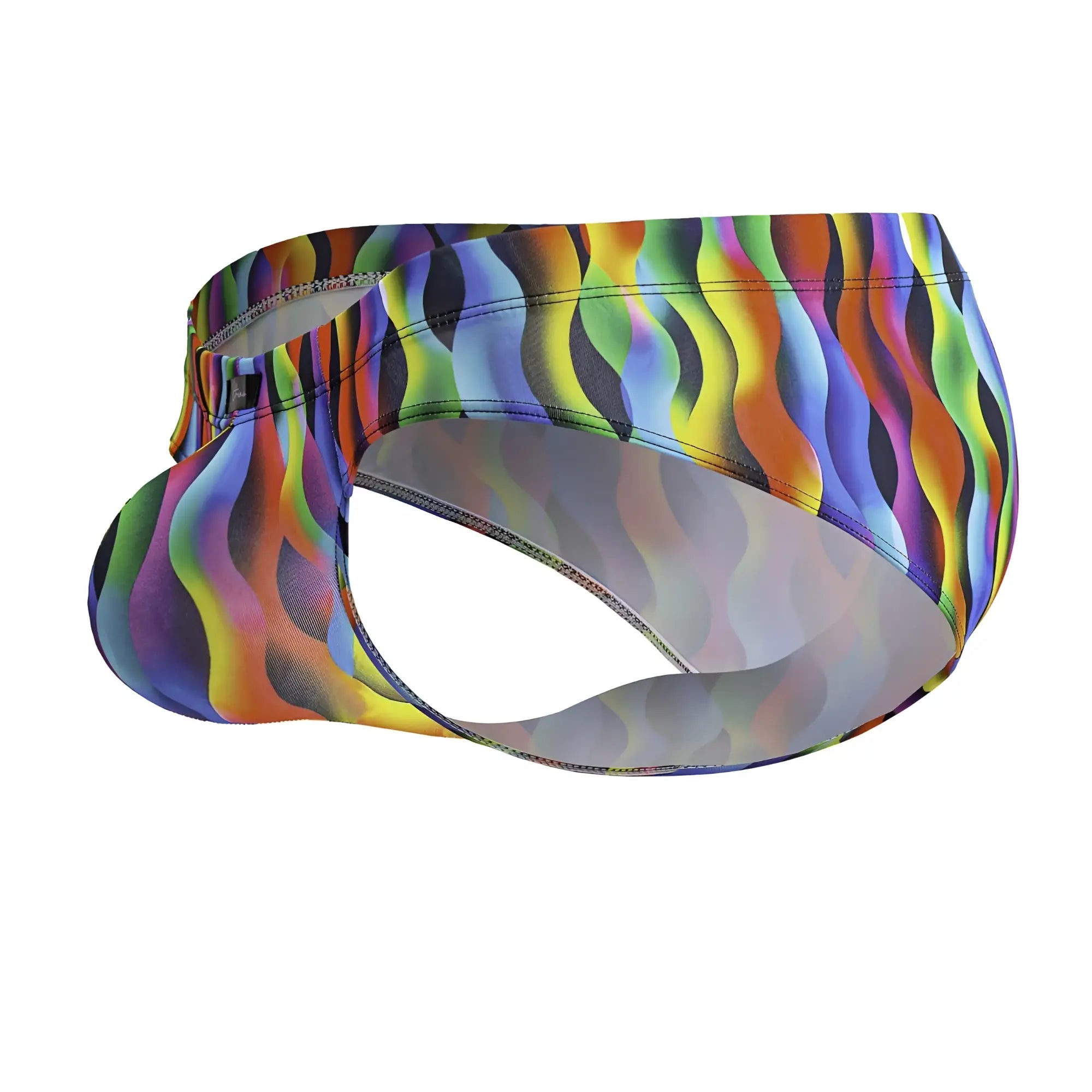Xtremen 91248 printed briefs in vibrant rainbow wave pattern with a sleek, form-fitting design