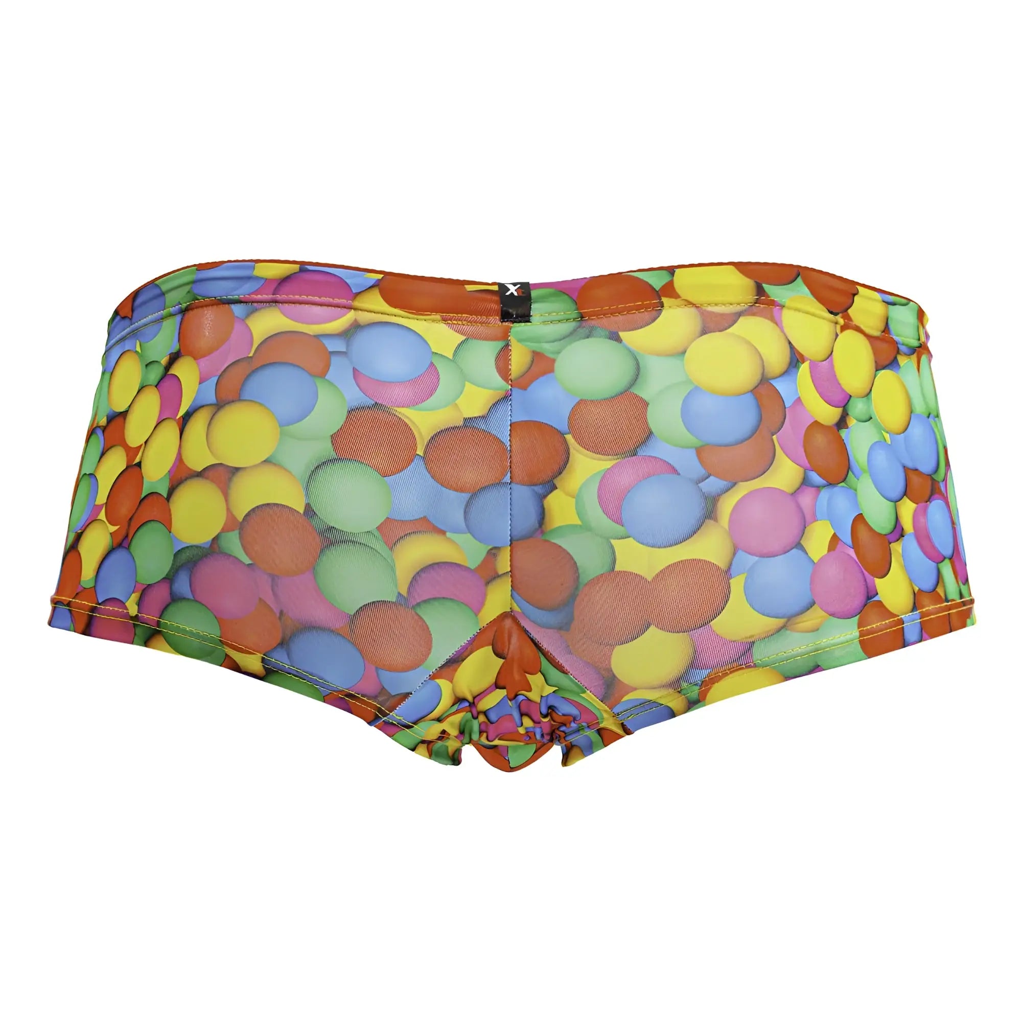 Xtremen 91249 printed swim trunks with vibrant multicolored circles in yellow blue green pink and orange color bubbles pattern