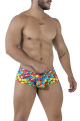 Xtremen 91249 printed trunks in vibrant rainbow colors with a playful multicolored dot pattern candy-themed briefs