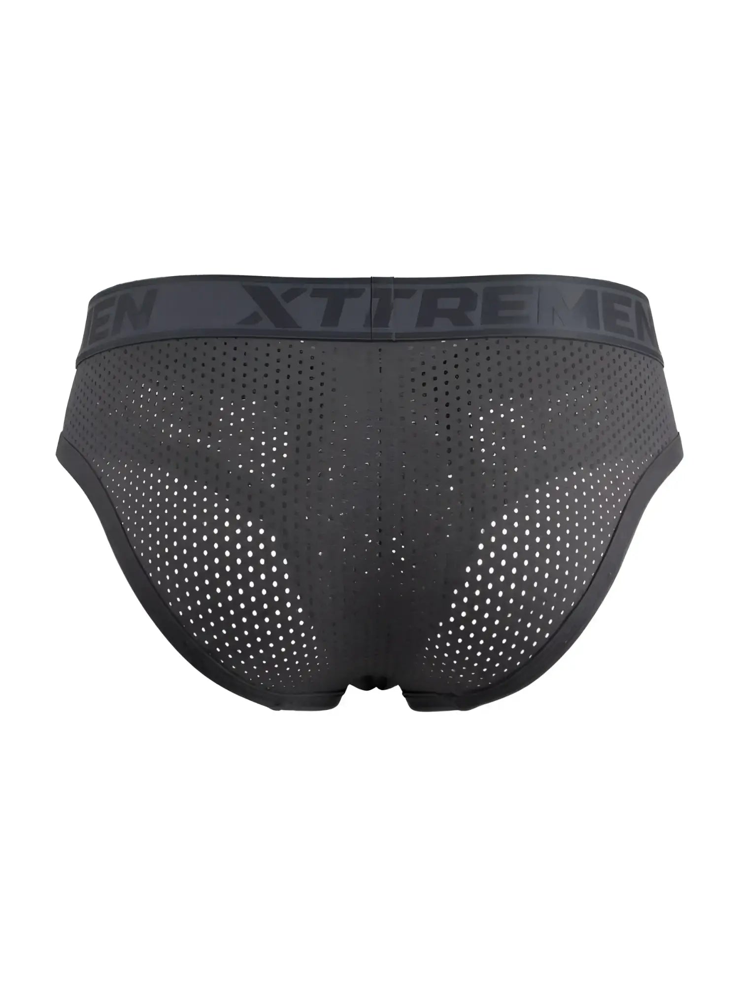 Black xtremen 91250 microfiber mesh briefs with perforated design and branded elastic waistband in gray color