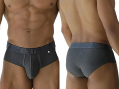 Gray xtremen 91250 microfiber mesh briefs for men with textured fabric and elastic waistband with xtreme branding
