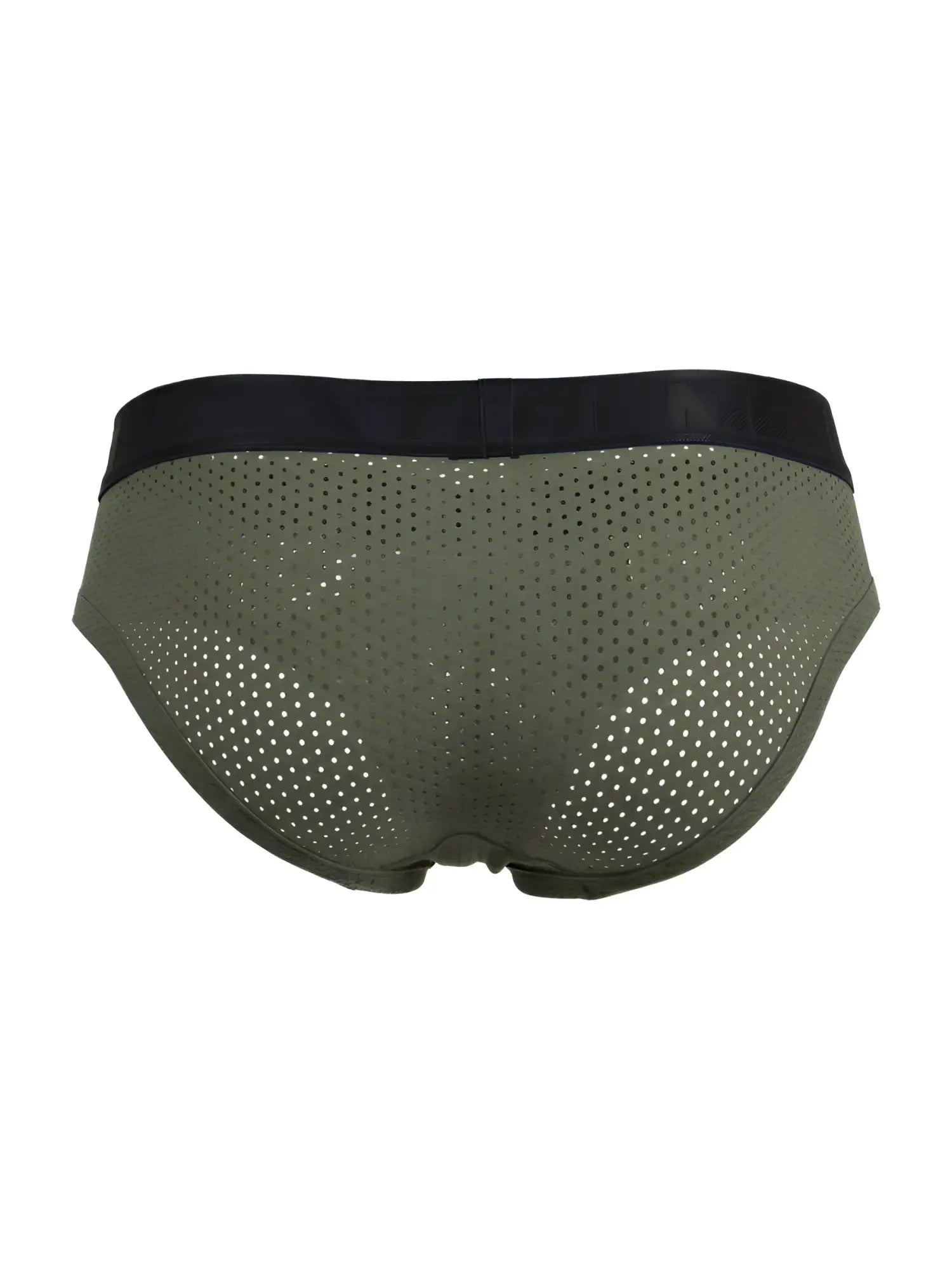 Xtremen 91250 microfiber mesh briefs in military green with olive green perforated mesh and black elastic waistband