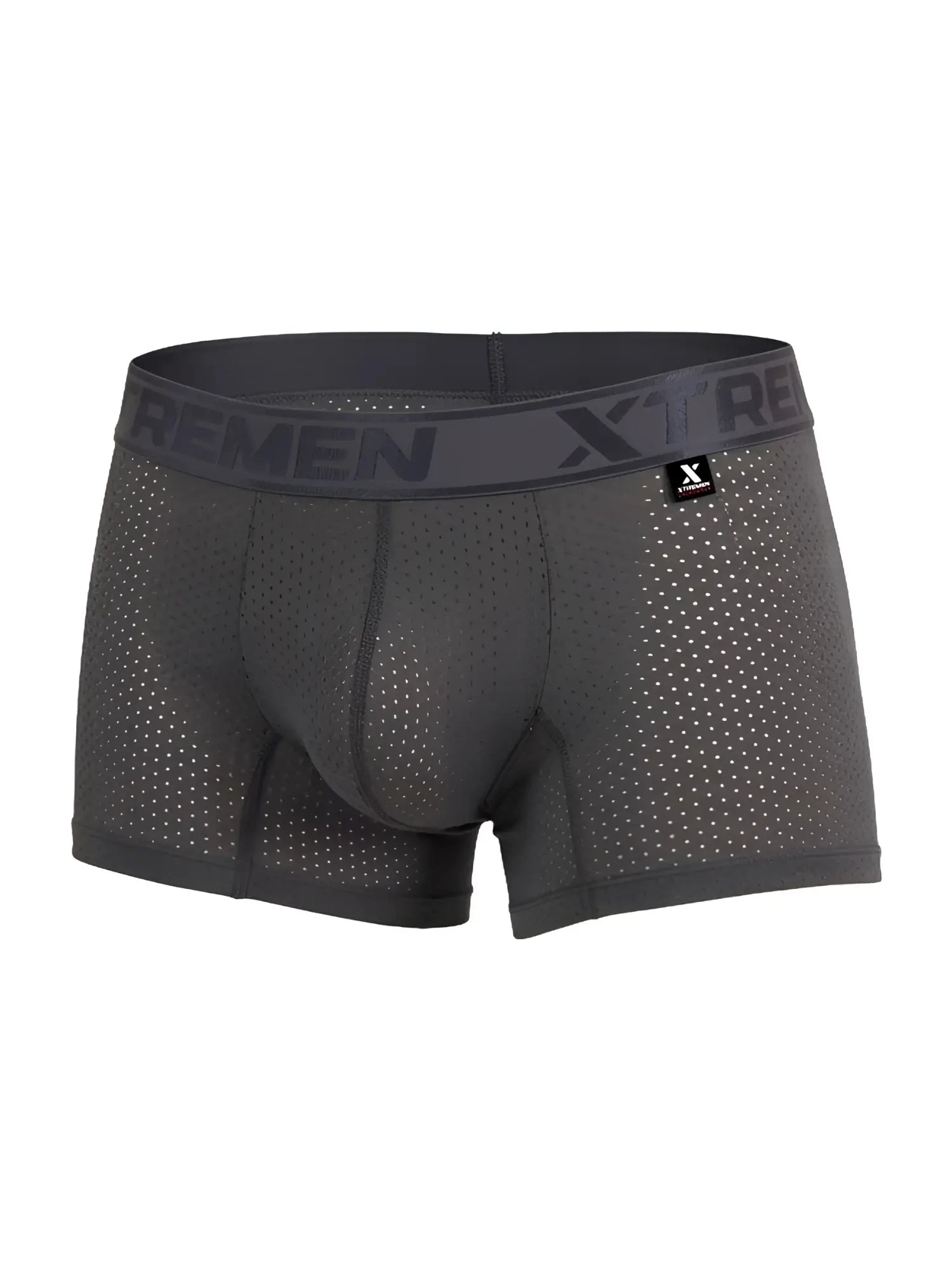 Xtremen 91251 gray microfiber mesh boxer briefs with breathable fabric and branded elastic waistband