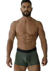 Xtremen 91251 microfiber mesh boxer briefs in military green with black elastic waistband for breathable comfort
