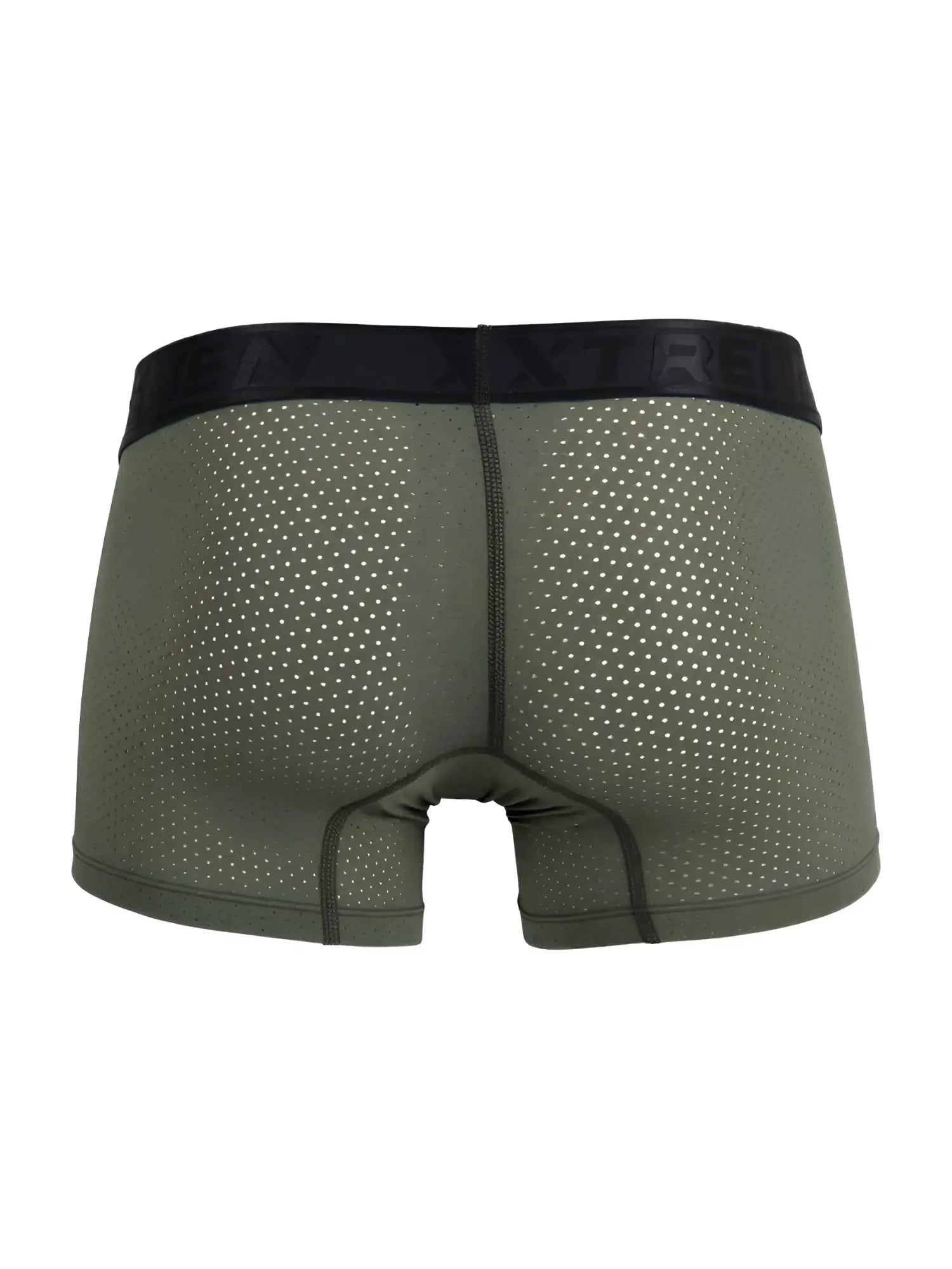 Olive green microfiber mesh boxer briefs with black extreme logo waistband xtremen 91251 military green color