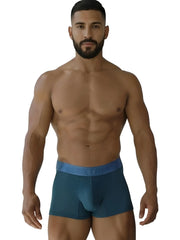 Xtremen 91251 microfiber mesh boxer briefs in petrol blue with a matching elastic waistband for athletic use