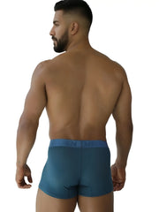 Teal men’s Xtremen 91251 microfiber mesh boxer briefs with en eme logo waistband in petrol color