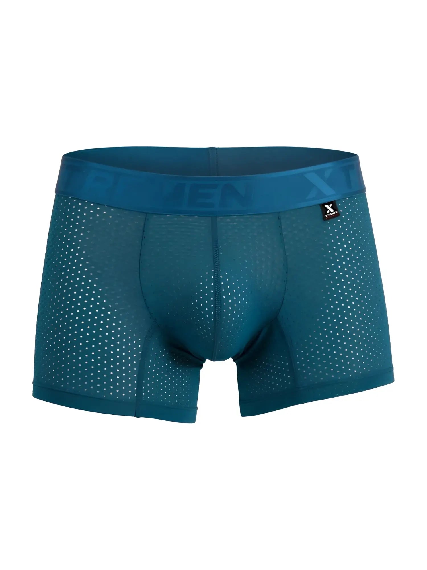 Teal xtremen 91251 microfiber mesh boxer briefs with perforated fabric and elastic x-treme waistband for men