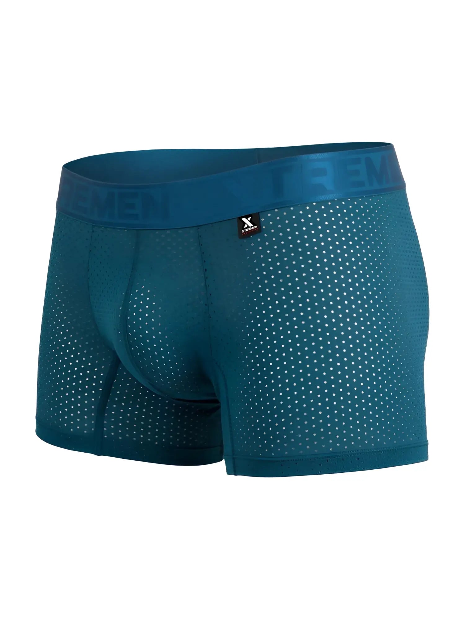 Teal xtremen 91251 microfiber mesh boxer briefs with perforated design and extreme branded elastic waistband