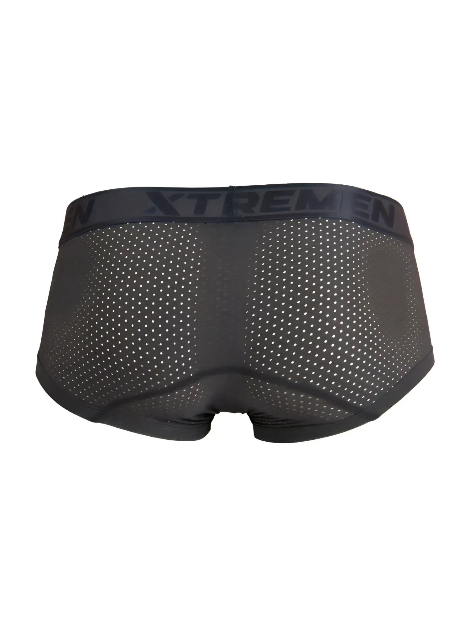 Black xtremen 91252 microfiber mesh trunks with solid waistband featuring xtremen logo in gray color