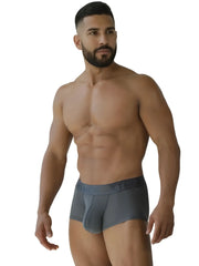 Gray xtremen 91252 microfiber mesh trunks with textured waistband and subtle branding on gray men’s briefs