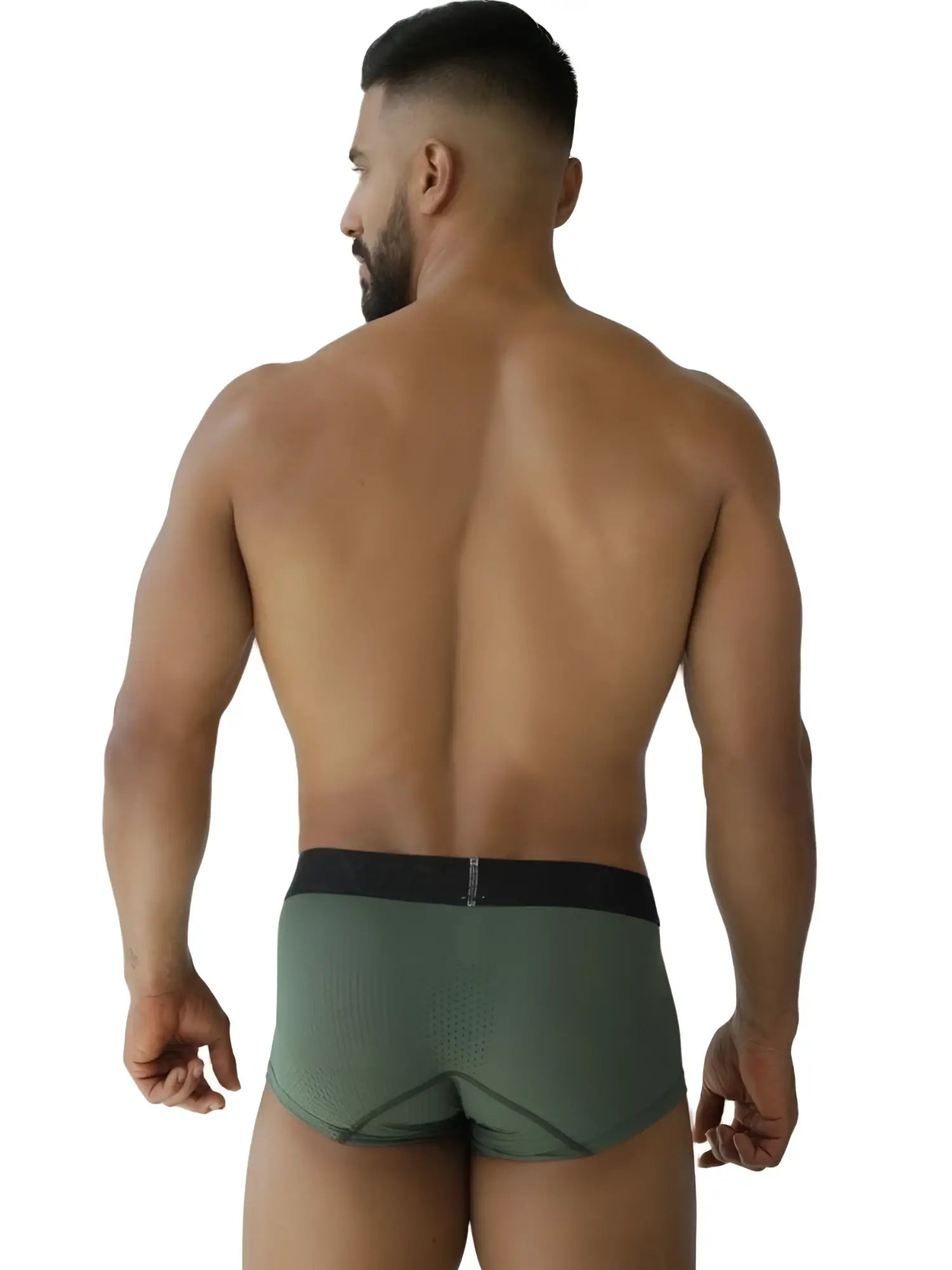 Olive green.xtremen 91252 microfiber mesh athletic briefs with black elastic waistband in military green color