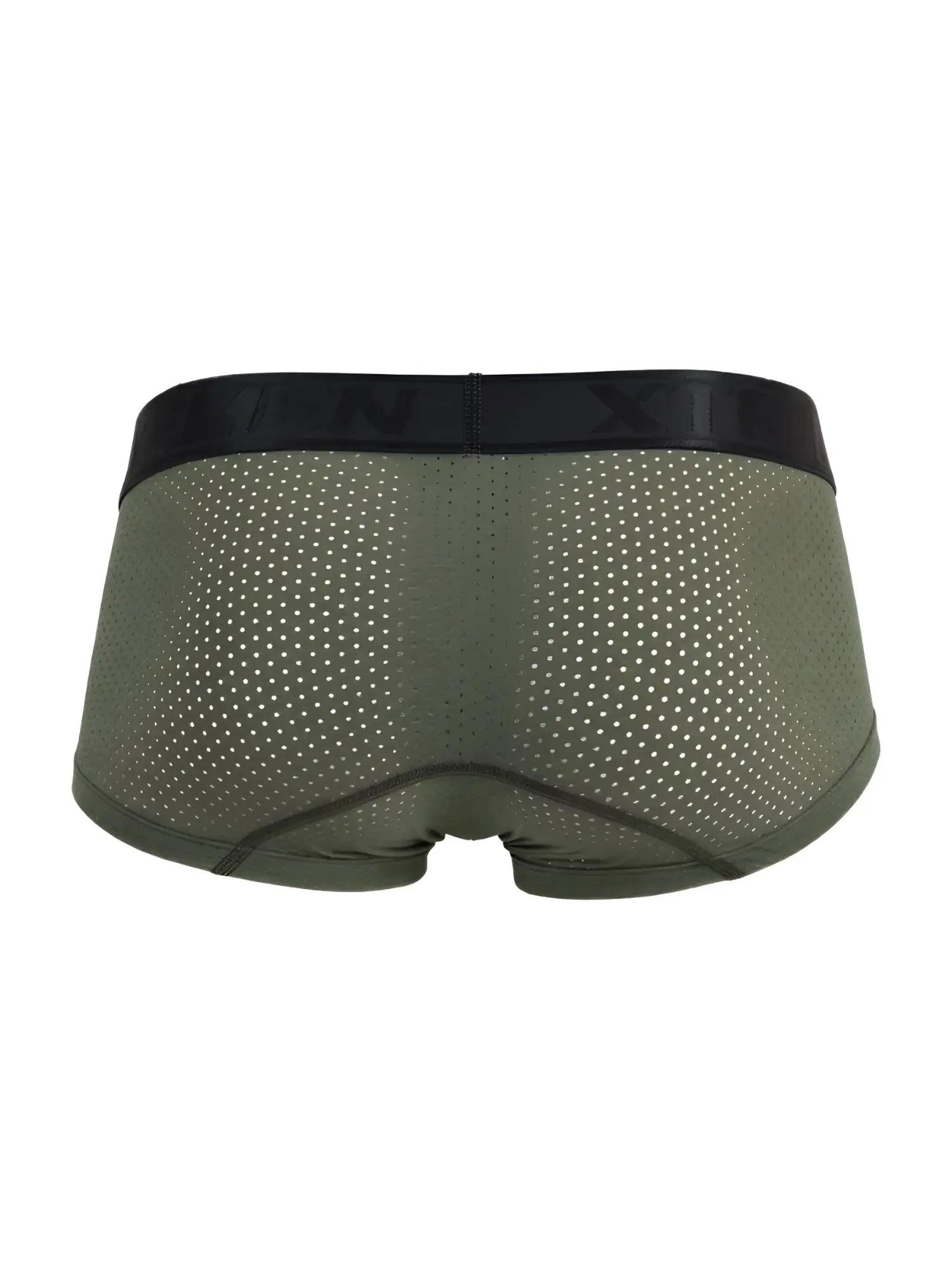Xtremen 91252 microfiber mesh trunks in military green with olive green mesh briefs and a black elastic waistband