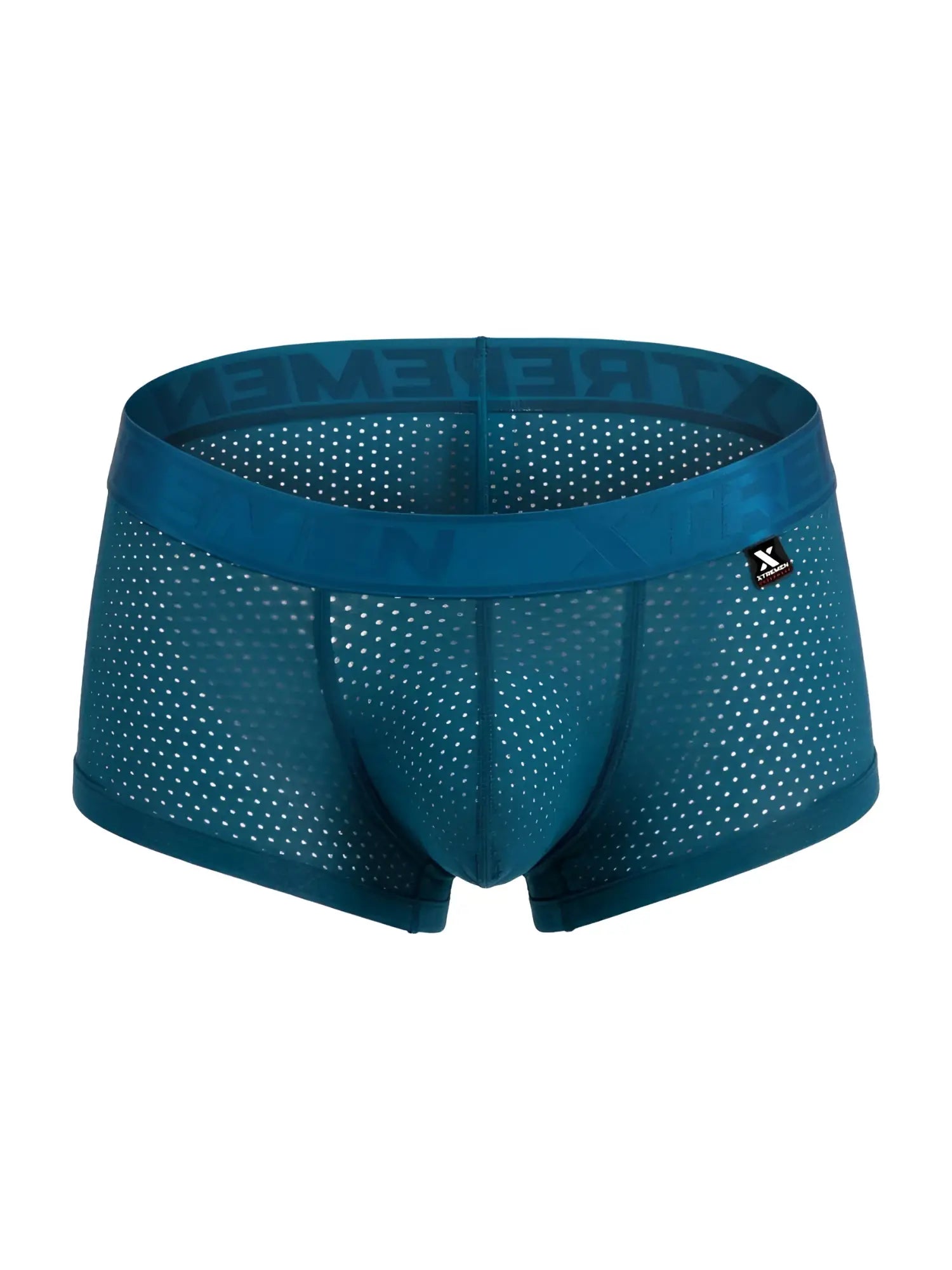 Xtremen 91252 microfiber mesh trunks in petrol teal with solid waistband branded extreme and x logo patch