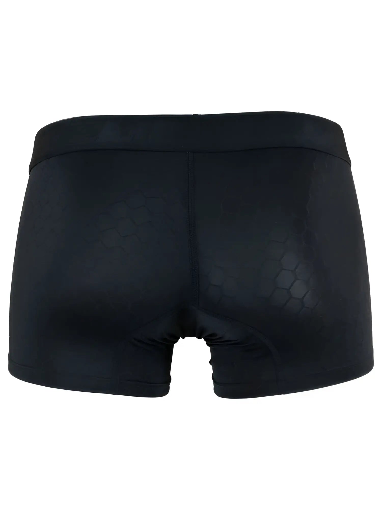 Black Xtremen boxer brief in microfiber with a tonal honeycomb pattern and elastic waistband.