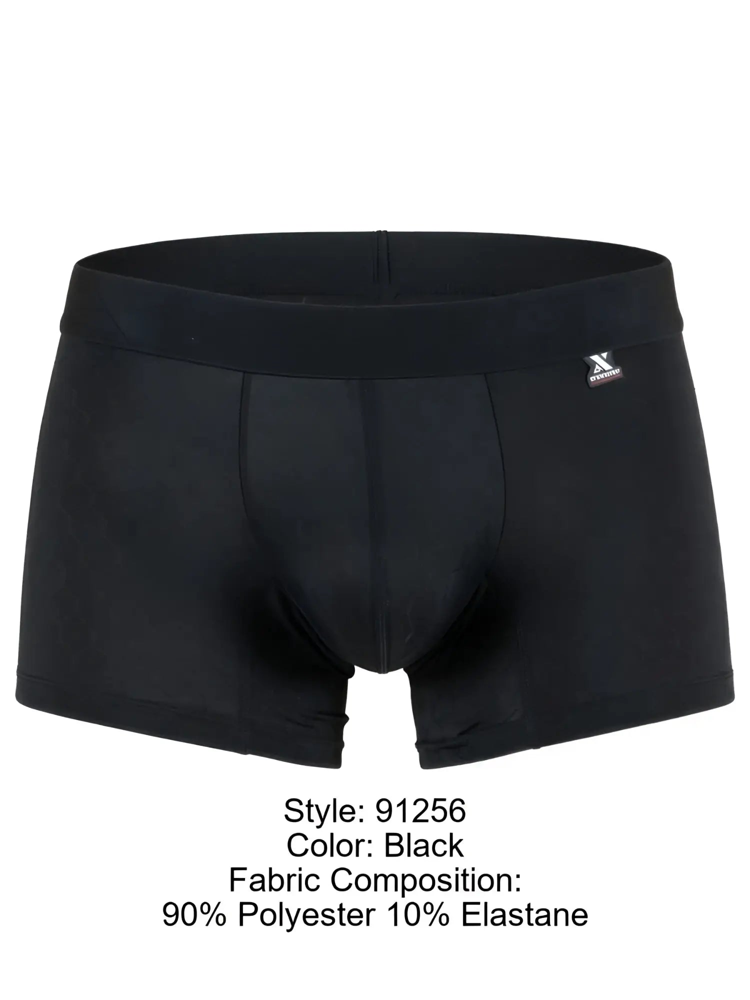 Black microfiber boxer brief with a subtle honeycomb pattern and an Xtremen logo patch on the waistband.